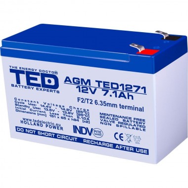 Acumulator Stationar VRLA AGM 12V - 7.1Ah High Rate TED