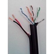 Cablu FTP CAT 5E 24 AWG + 2x0.75mm cu Sufa de Exterior...