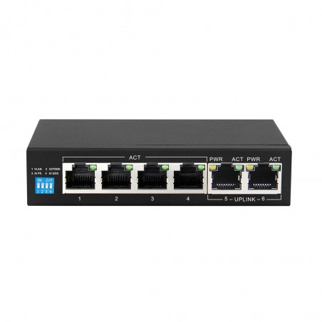 Switch PoE Gigabit KRIOS 4x PoE/PoE+, 2x RJ45 Uplink Gigabit, 60W Extralink