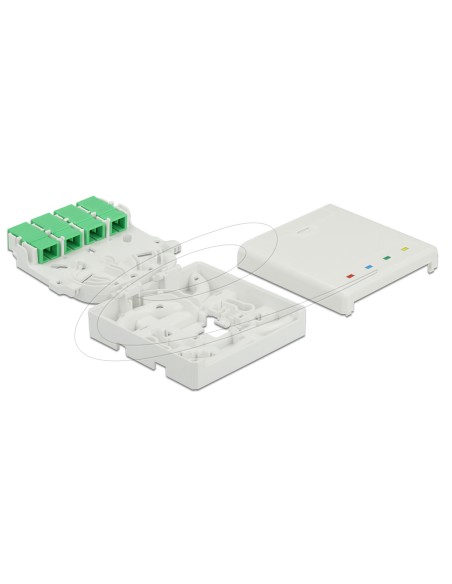 Cutie de conexiuni fibră optică pentru șină DIN, 4 x SC Simplex sau LC Duplex Delock